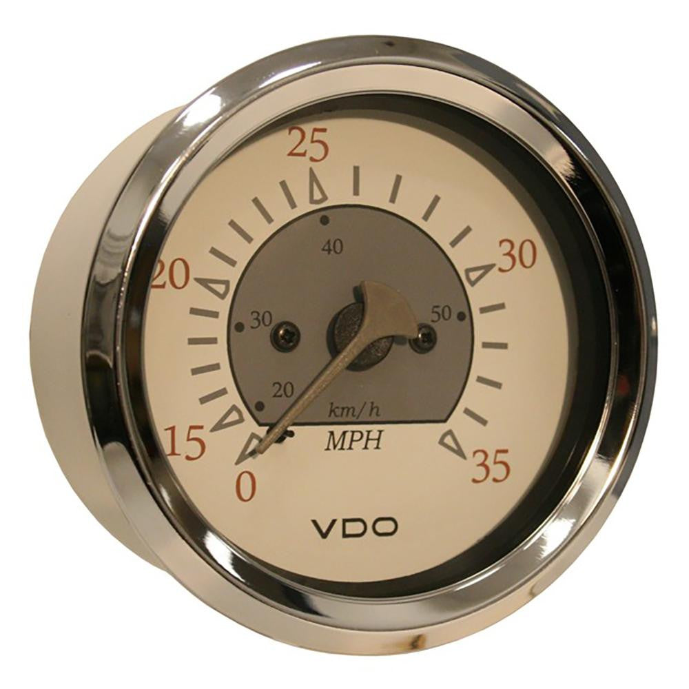 VDO Allentare White-Grey 35MPH 3-3-8" (85mm) Pitot Speedometer