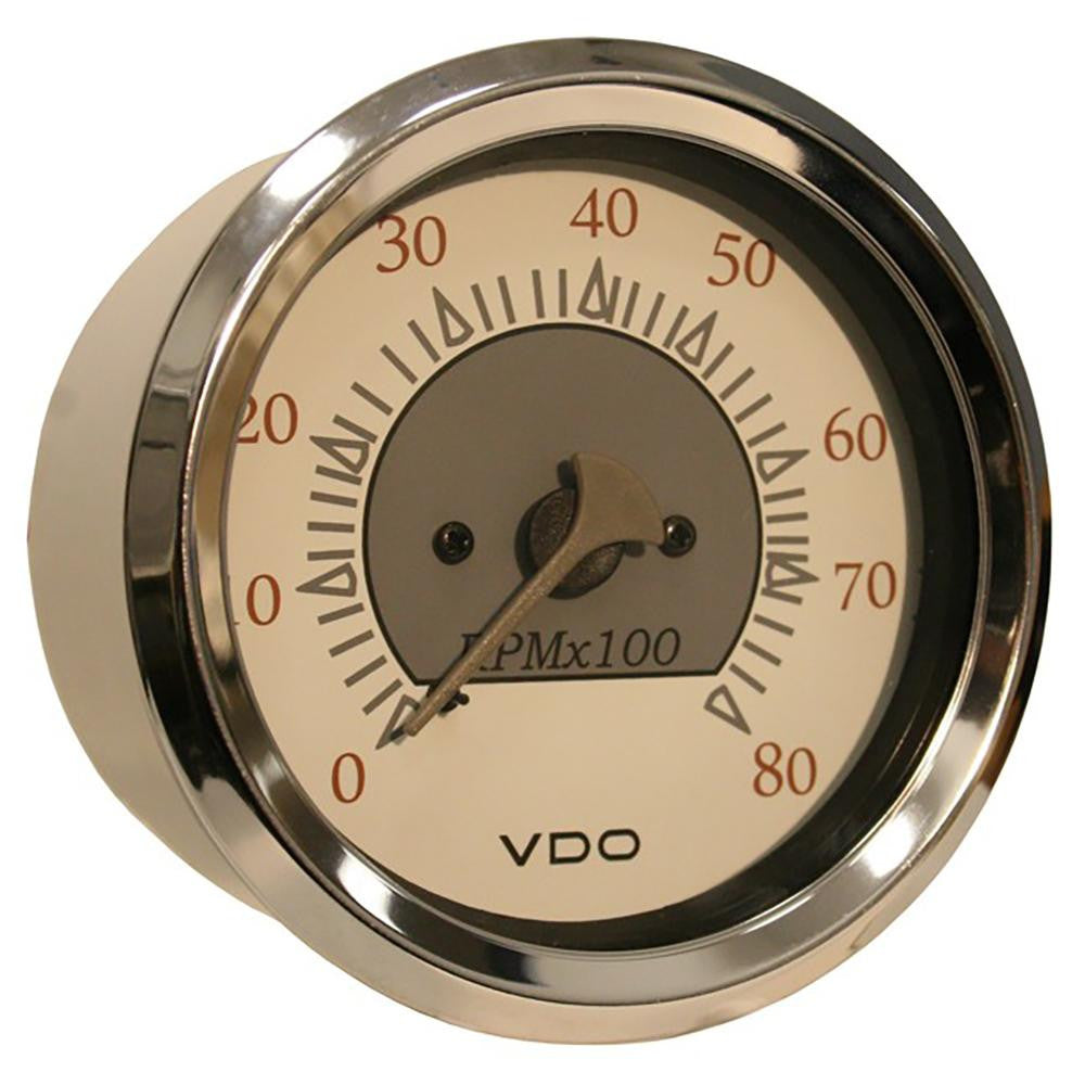 VDO Allentare White-Grey 8000RPM 3-3-8" (85mm) Outboard Tachometer - 12V