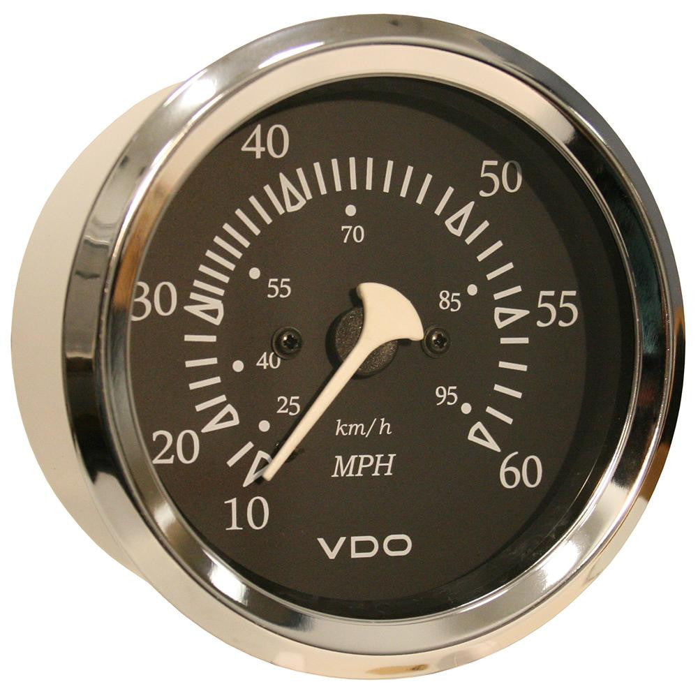 VDO Allentare Black 60MPH 3-3-8" (85mm) Pitot Speedometer - Chrome Bezel