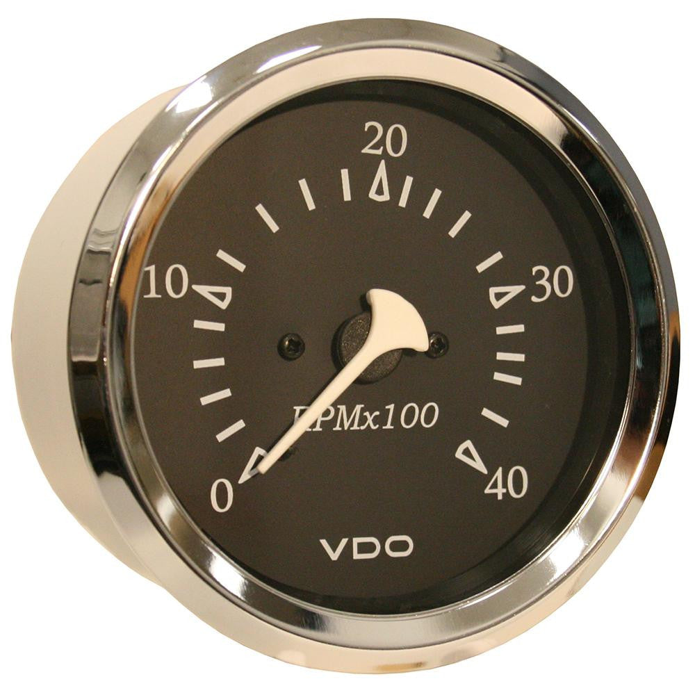 VDO Allentare Black 4000RPM 3-3-8" (85mm) Diesel Tachometer (Alternator) - 12V - Chrome Bezel