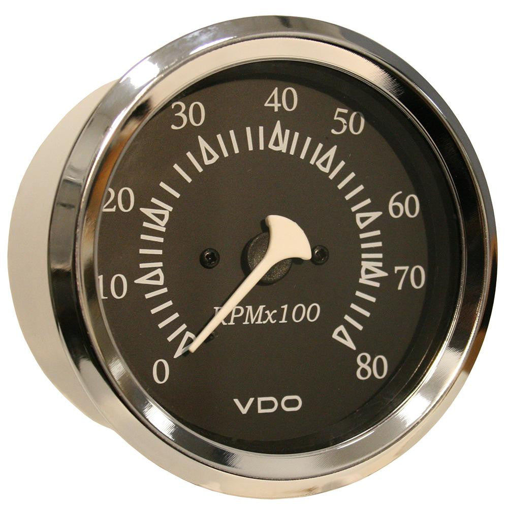 VDO Allentare Black 8000RPM 3-3-8" (85mm) Outboard Tachometer - 12V - Chrome Bezel