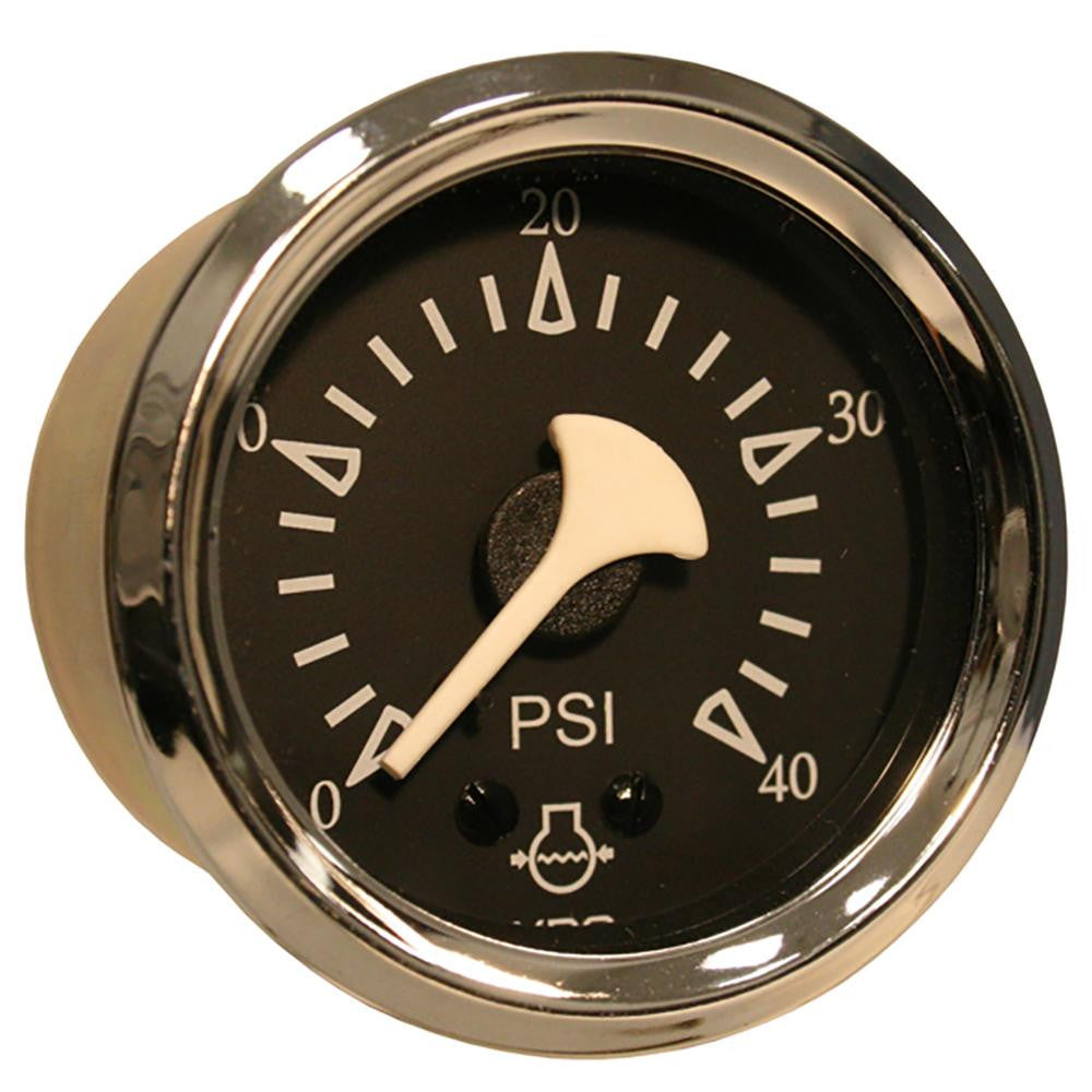 VDO Allentare Black 40PSI Mechanical Water Pressure Gauge - Chrome Bezel
