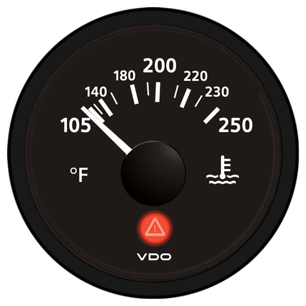VDO Viewline Onyx 250°F Water Temperature Gauge 12-24V - Use with VDO Sender