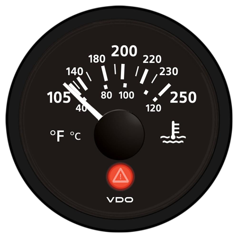 VDO Viewline Onyx 250°F-120°C Water Temperature Gauge 12-24V - Use with VDO Sender