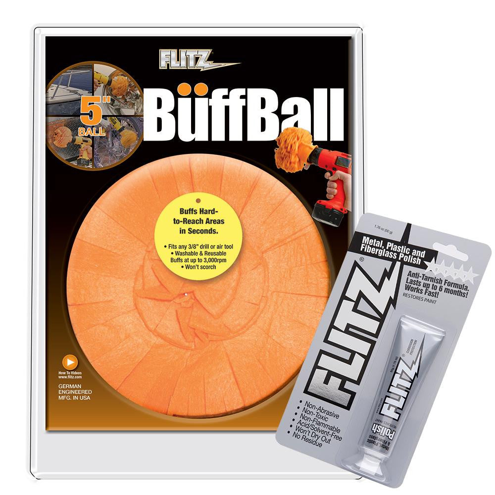 Flitz Buff Ball - Large 5" - Orange w-1.76oz Tube Flitz Polish