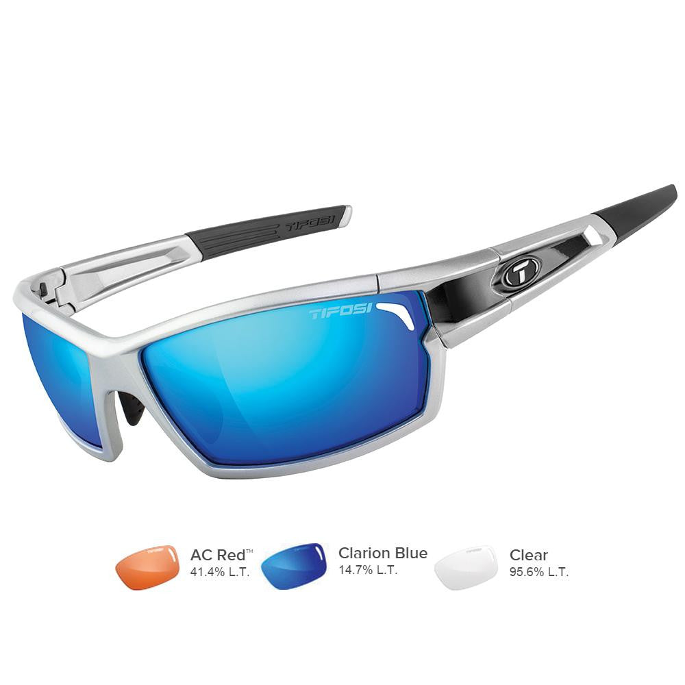Tifosi Camrock Silver-Black Interchangeable Sunglasses - Clarion Blue-AC Red™-Clear