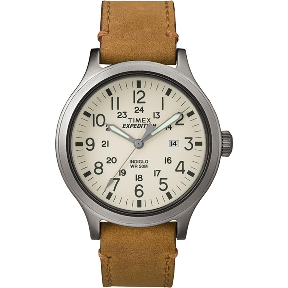 Timex Expedition® Scout 43 Watch - Natural Dial-Tan Leather
