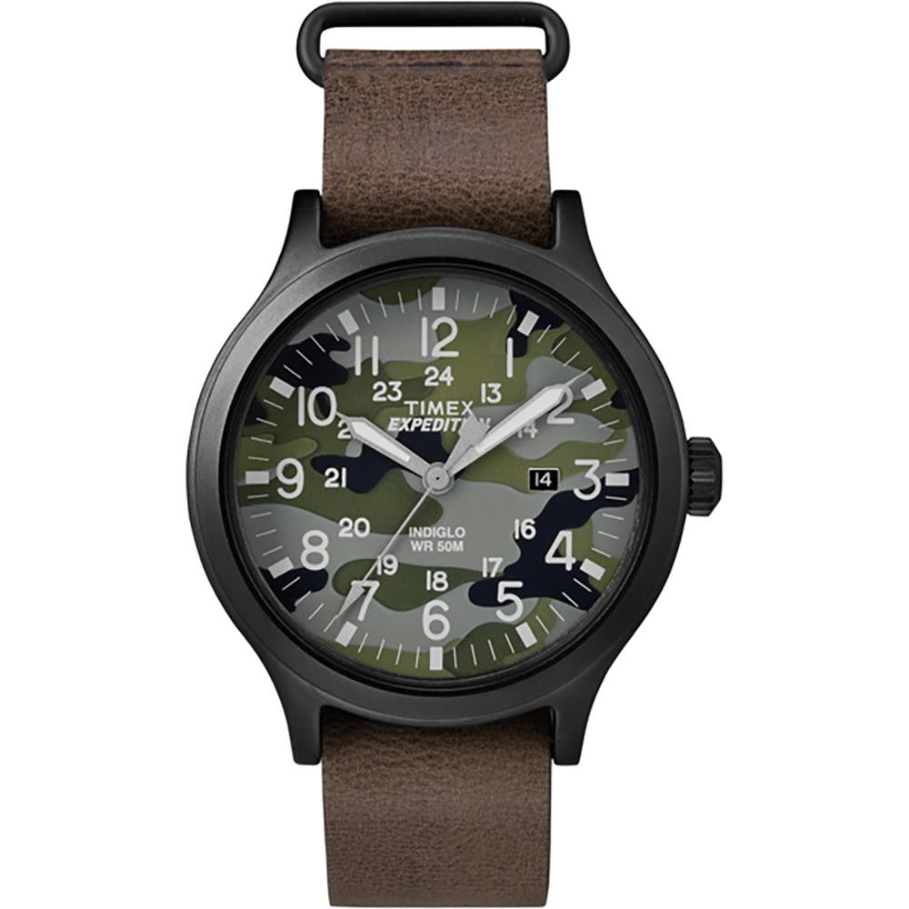 Timex Expedition® Scout 43 Watch - Camo Dial-Brown Leather