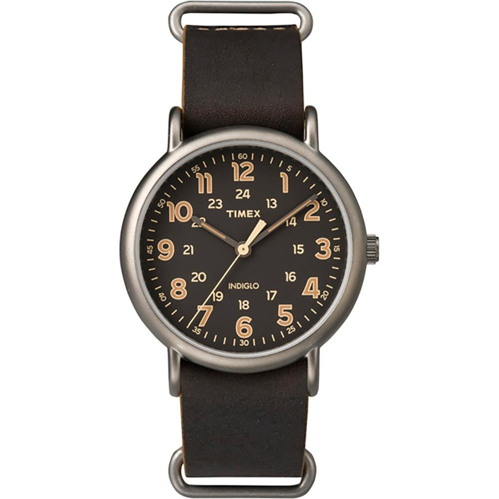 Timex Weekender® Oversized Slip-Thru Watch - Black Dial-Dark Brown