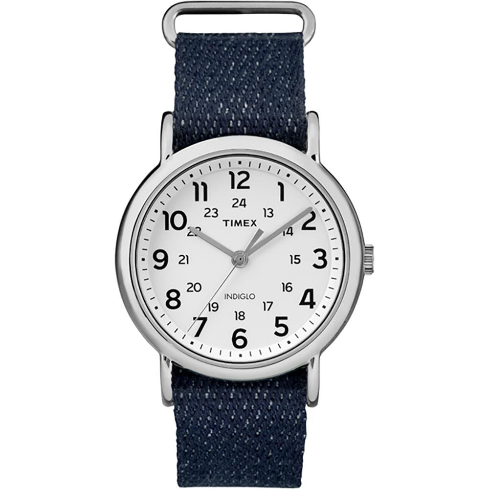 Timex Weekender® Watch - Silver-Denim Strap