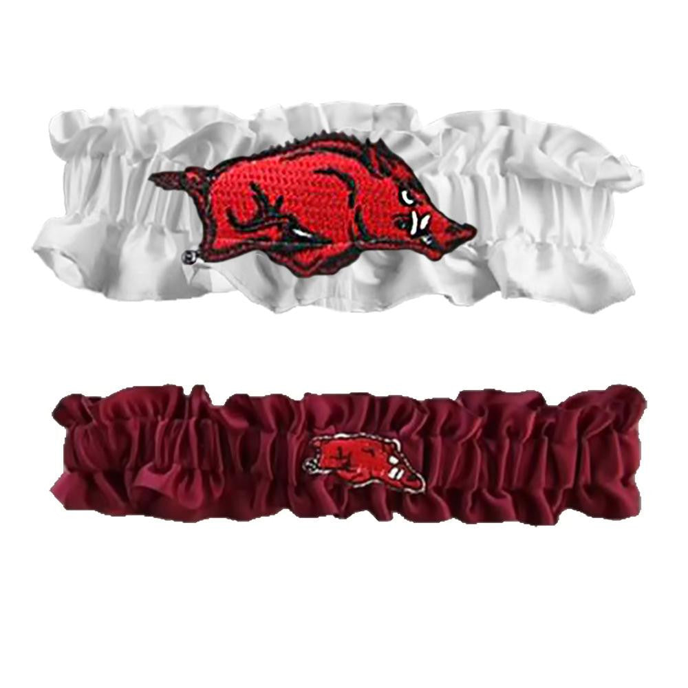 Arkansas Razorbacks NCAA Garter Set One to Keep One to Throw (White-Maroon)