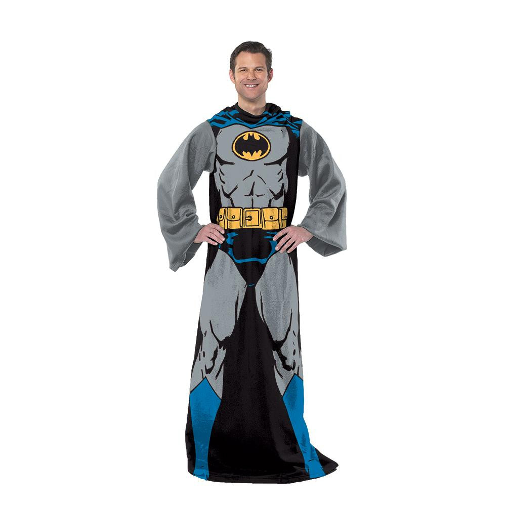 Batman-Batman In Black Adult Comfy Throw Blanket with Sleeves