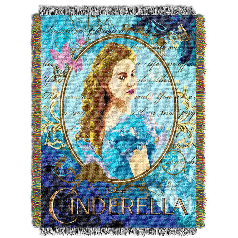 Disney Cinderella Kindness and Courage Woven Tapestry Throw (48inx60in)