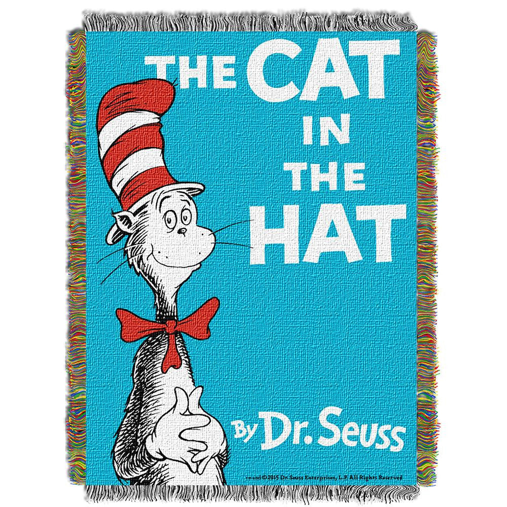 Dr. Suess Cat Book Cover Woven Tapestry Throw (48inx60in)