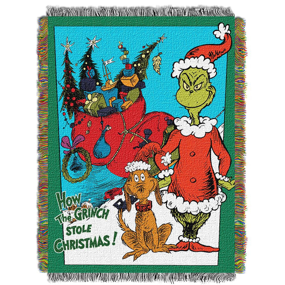 Dr. Suess Christmas Smile Woven Tapestry Throw (48inx60in)