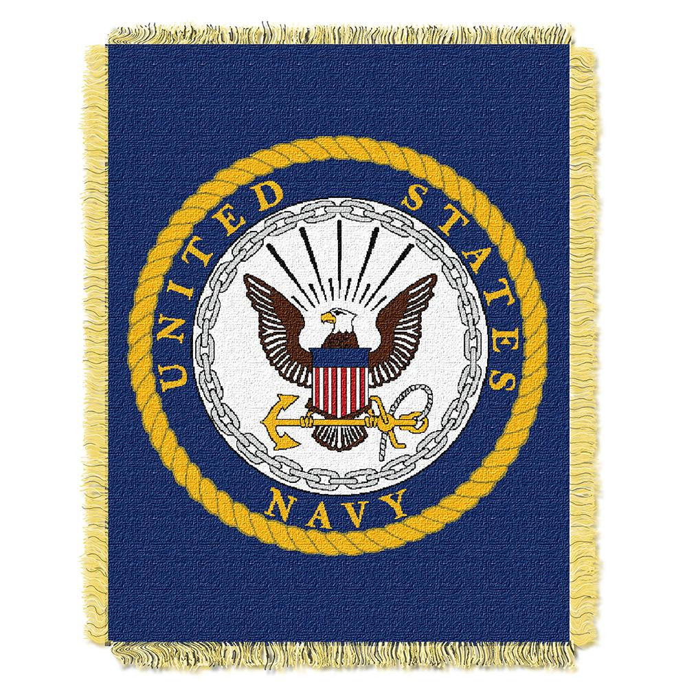 Navy Triple Woven Jacquard Throw