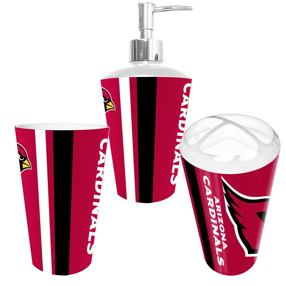 Arizona Cardinals NFL Bath Tumbler, Toothbrush Holder & Soap Pump (3pc Set)