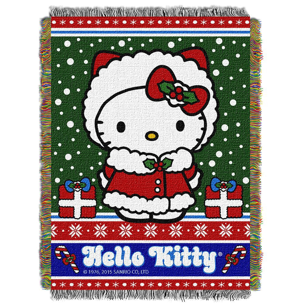Hello Kitty Snowy Kitty Woven Tapestry Throw (48inx60in)