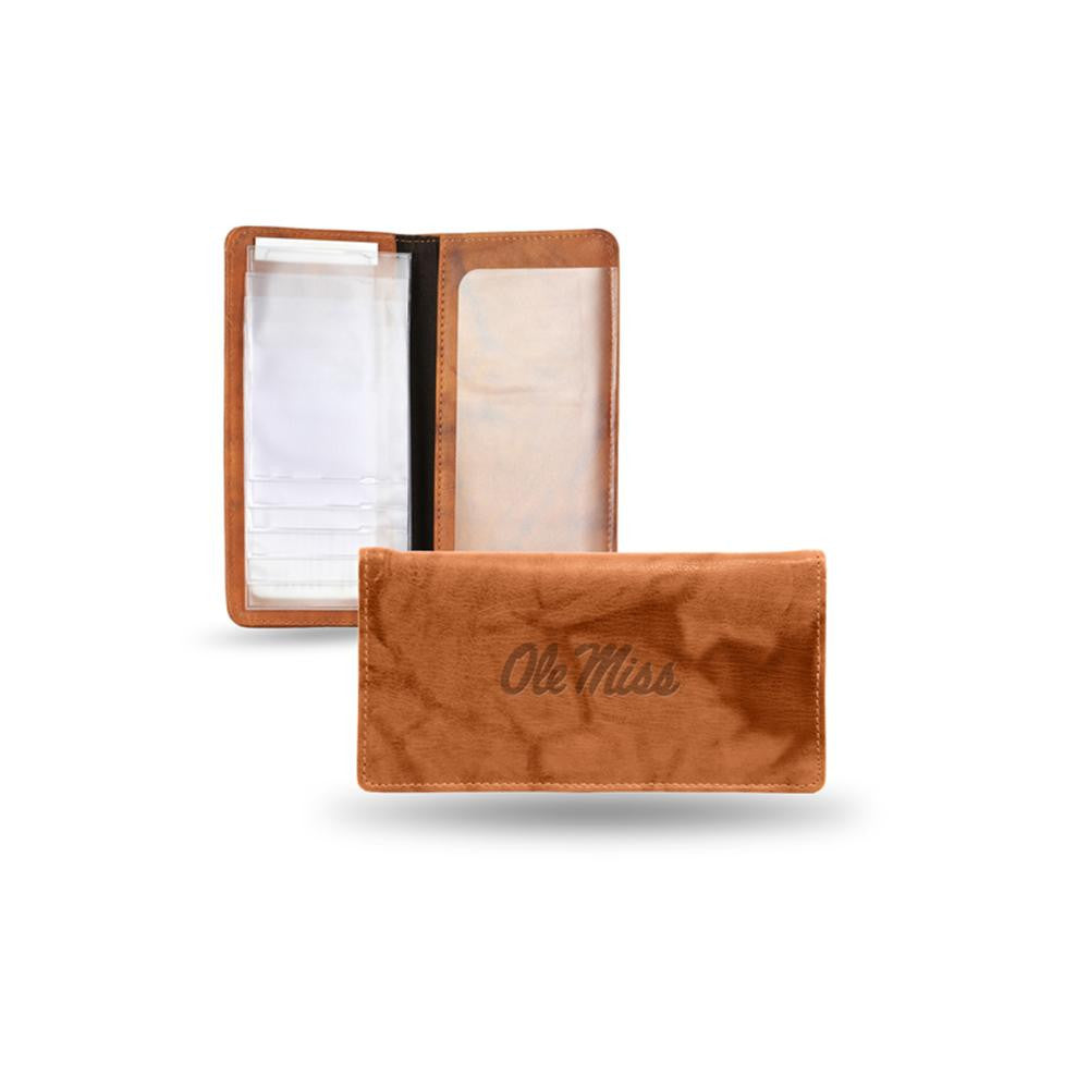 Mississippi Rebels NCAA Embossed Checkbook Holder (Pecan Cowhide)