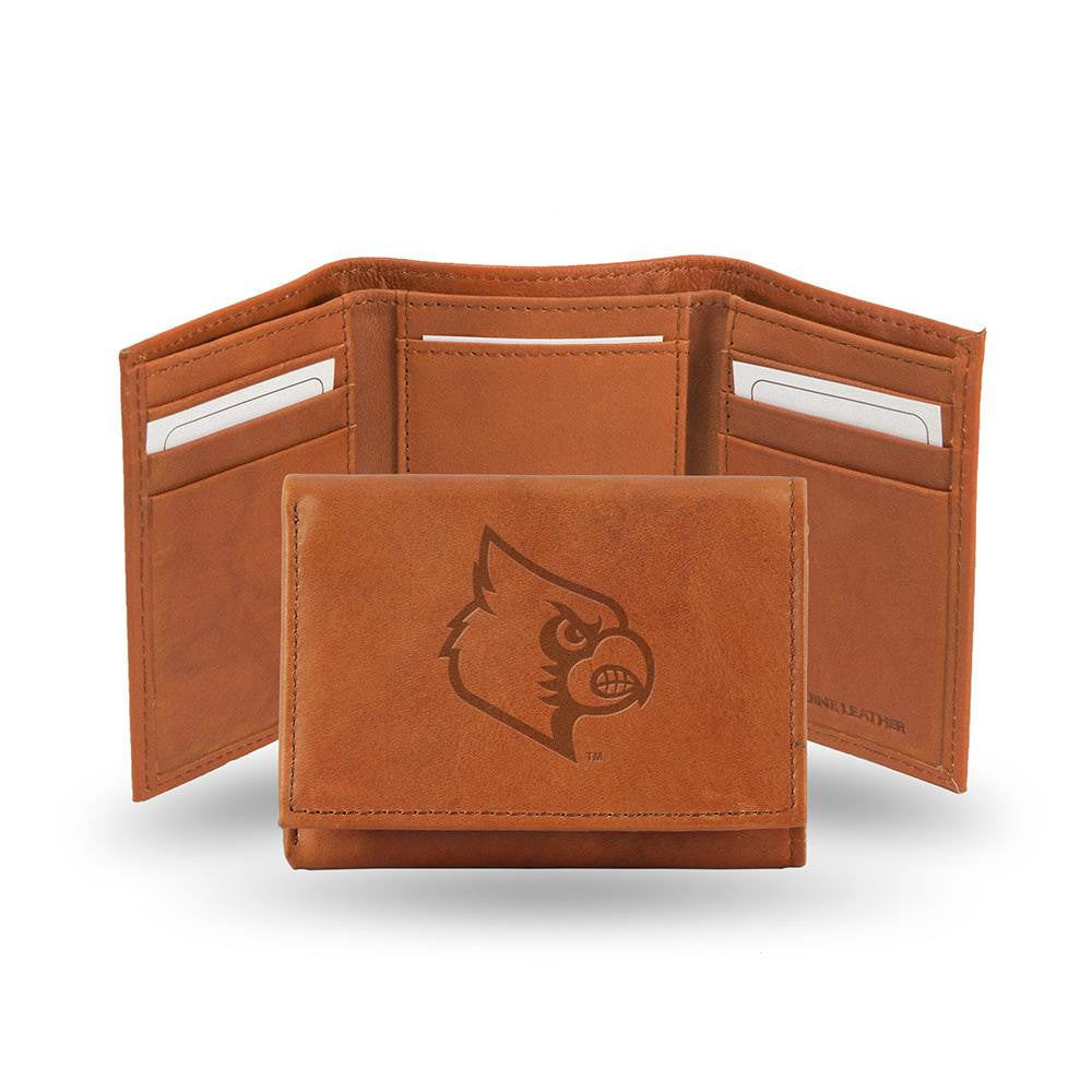 Louisville Cardinals Tri-Fold Wallet (Pecan Cowhide)