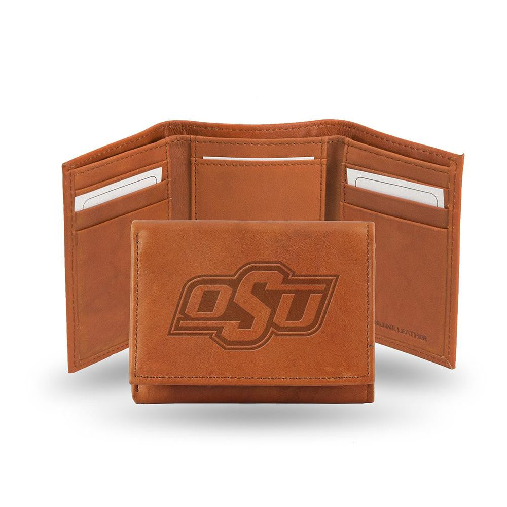 Oklahoma State Cowboys Tri-Fold Wallet (Pecan Cowhide)