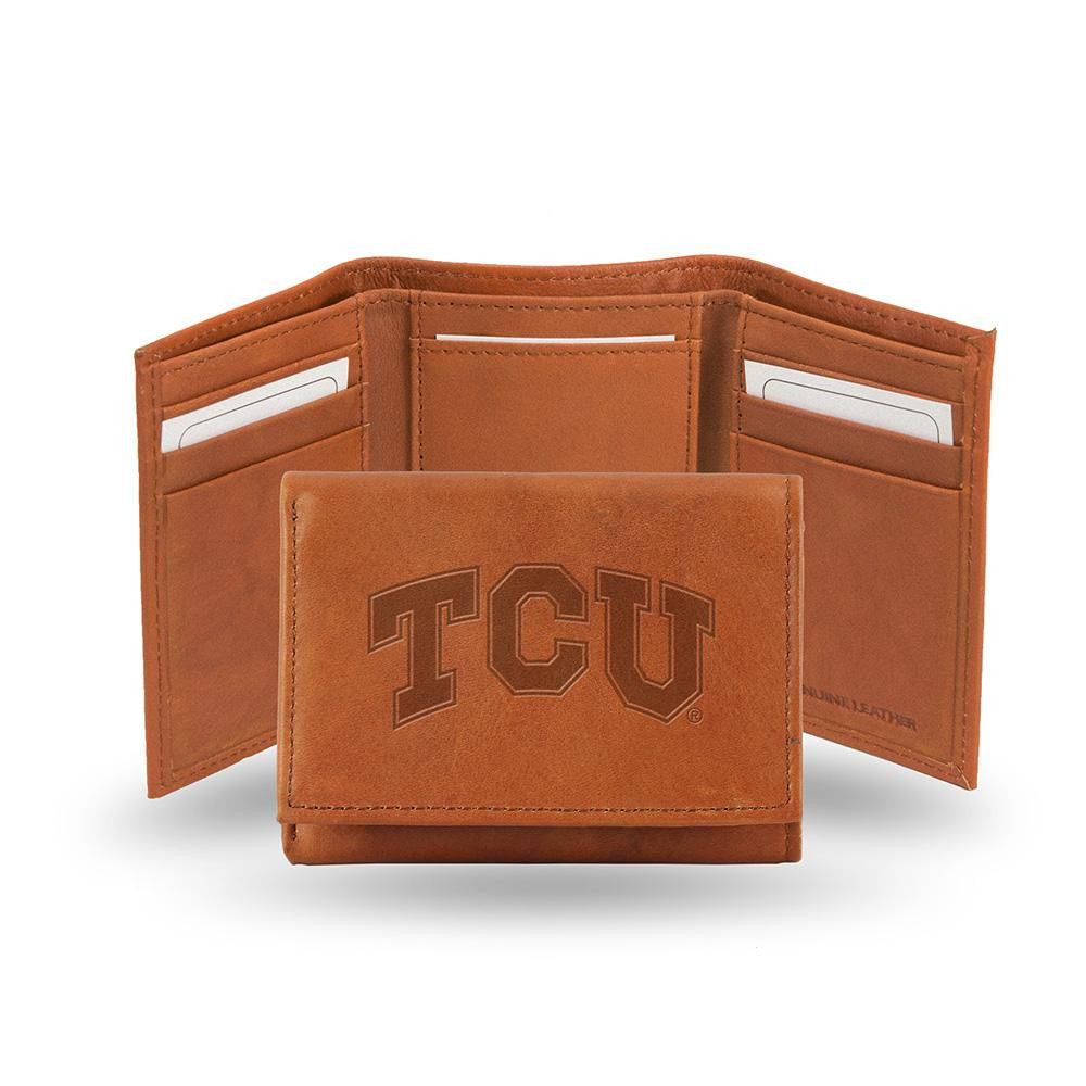Texas Christian Horned Frogs Tri-Fold Wallet (Pecan Cowhide)