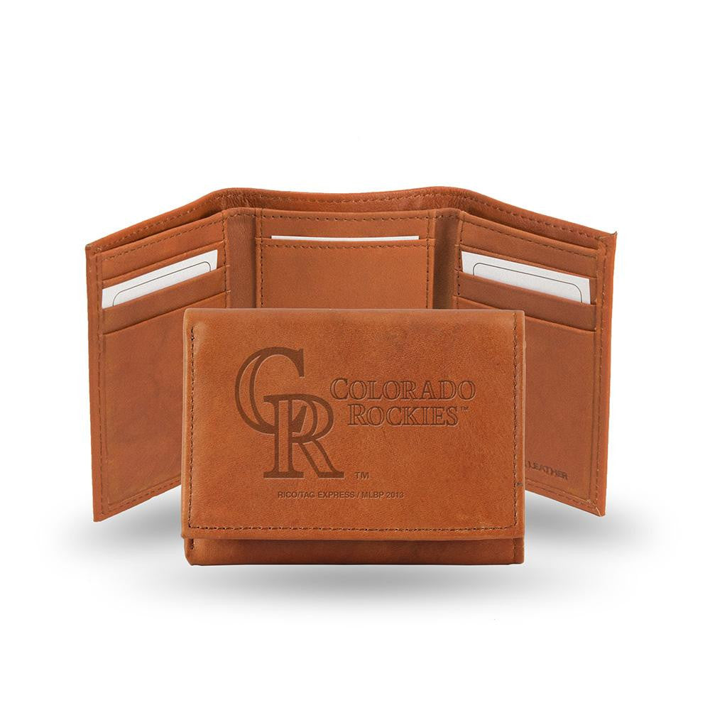 Colorado Rockies Tri-Fold Wallet (Pecan Cowhide)