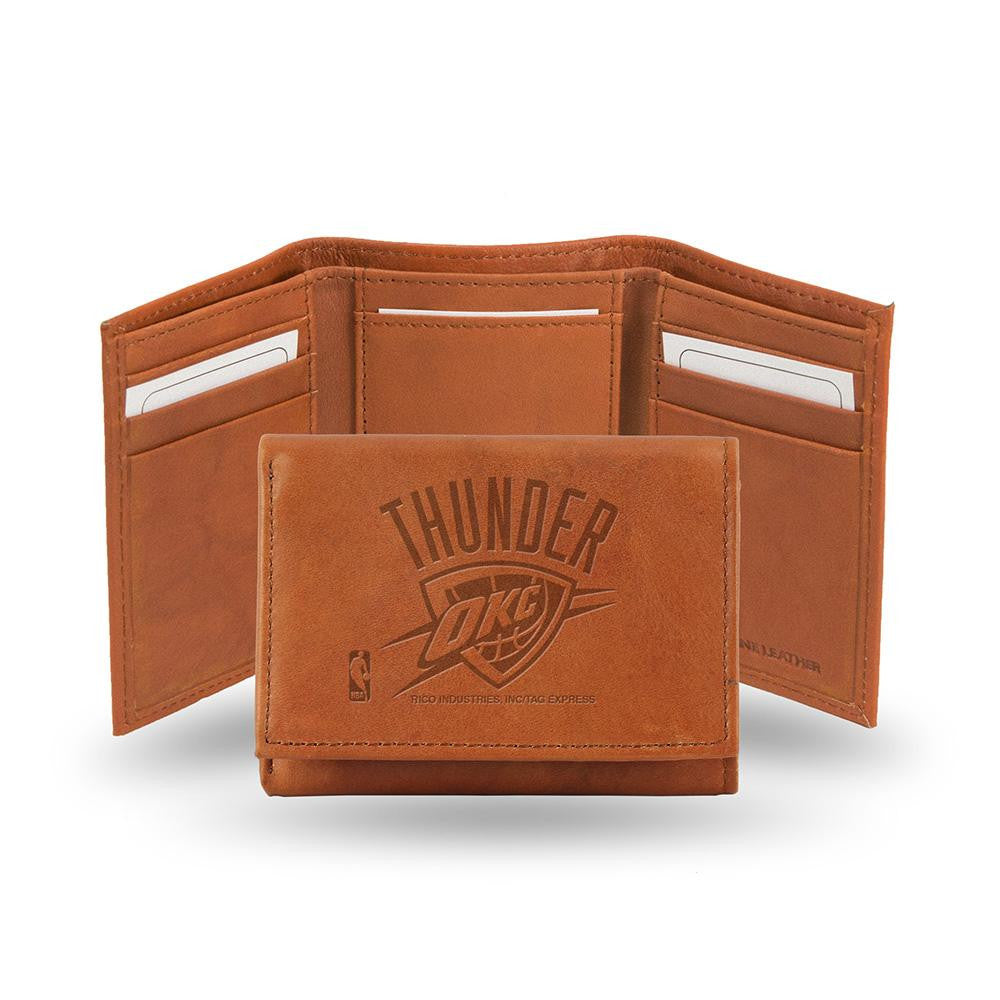 Oklahoma City Thunder Tri-Fold Wallet (Pecan Cowhide)