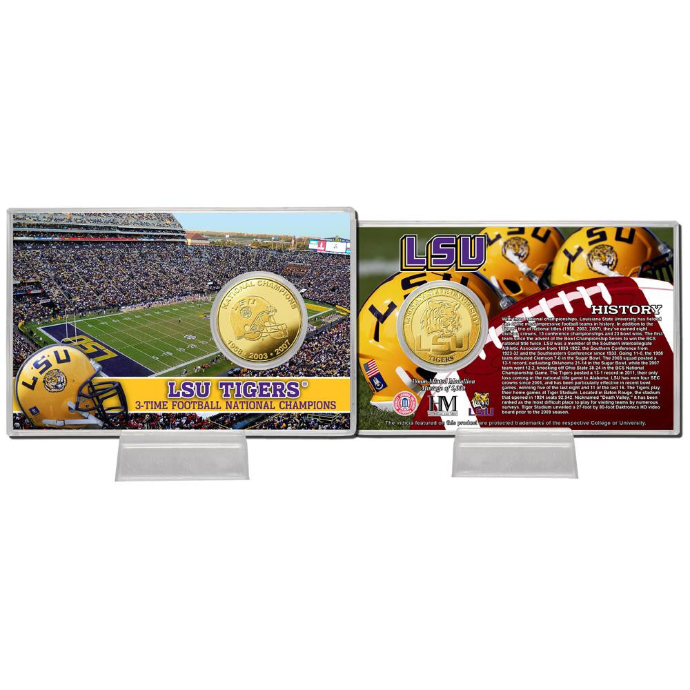 Louisiana State University in3-Time National Championsin Bronze Coin Card