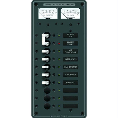 Blue Sea 8074 AC Main +8 Positions Toggle Circuit Breaker Panel  (White Switches)