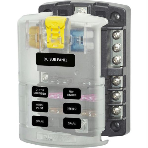 Blue Sea 5025 ST Blade Fuse Block w-Cover - 6 Circuit w-Negative Bus