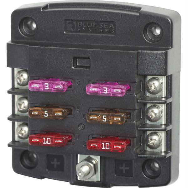 Blue Sea 5033 ST Blade Fuse Block w-out Cover - 6 Circuit w-out Negative Bus