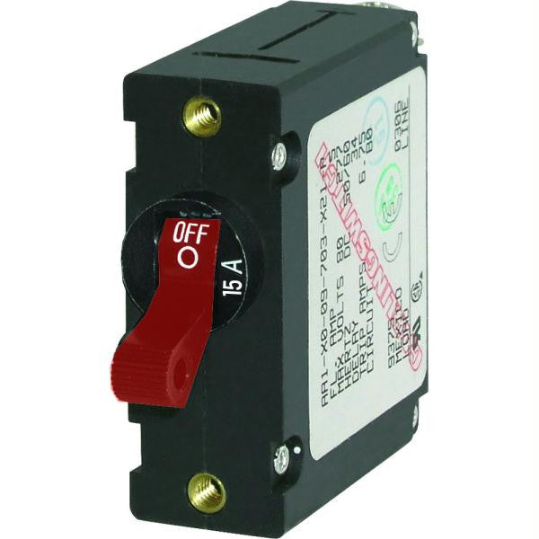 Blue Sea 7209 AC - DC Single Pole Magnetic World Circuit Breaker  -  15 Amp