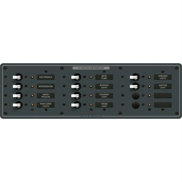 Blue Sea 8375 Panel DC 12 Position Horizontal BL