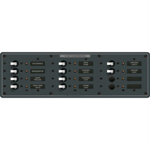 Blue Sea 8375 Panel DC 12 Position Horizontal BL