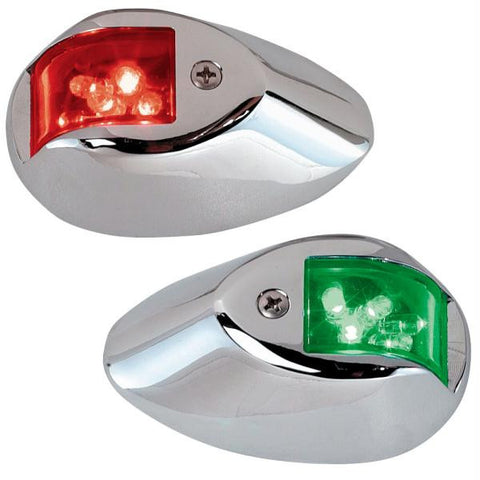 Perko LED Side Lights - Red-Green - 24V - Chrome Plated Housing