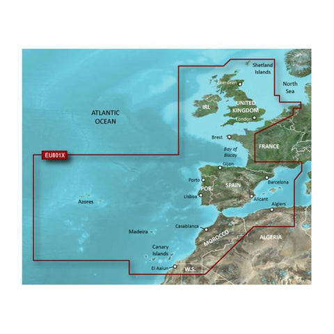 Garmin BlueChart&reg; g2 HD - HEU801X - Europe-N-W Atlantic-Iberian Peninsula - microSD&trade;-SD&trade;