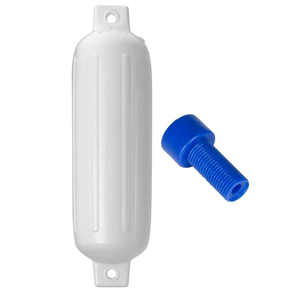 Polyform G-3 Twin Eye Fender 5.5&quot; x 19&quot; - White w-Air Adapter