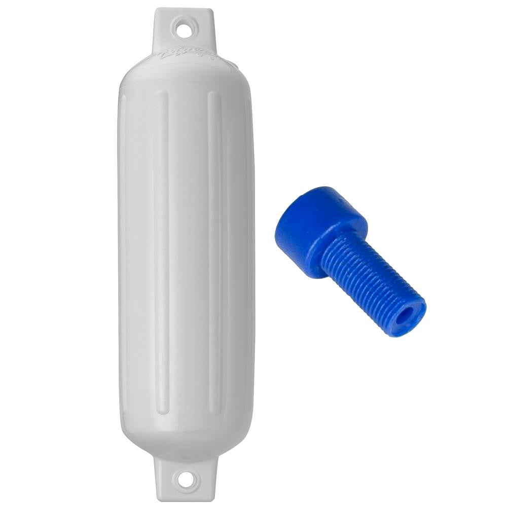 Polyform G-4 Twin Eye Fender 6.5&quot; x 22&quot; - White w-Air Adapter