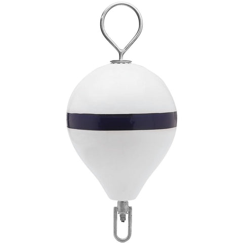 Polyform Mooring Buoy w-SS 13.5&quot; Diameter - White Blue Stripe