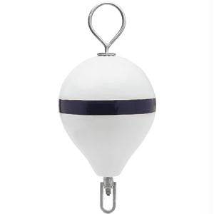 Polyform Mooring Buoy w-SS 17&quot; Diameter - White Blue Stripe