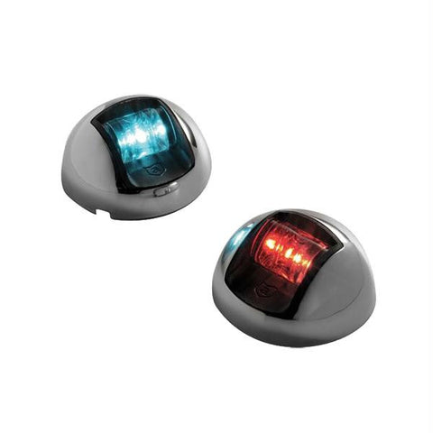 Attwood 3500 Series 1-Mile LED Vertical Mount, Bi-Color Red-Green Combo Sidelight - Pair - 12V - Stainless Steel Housing