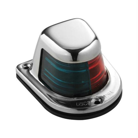 Attwood 1-Mile Deck Mount, Bi-Color Red-Green Combo Sidelight - 12V - Stainless Steel Housing