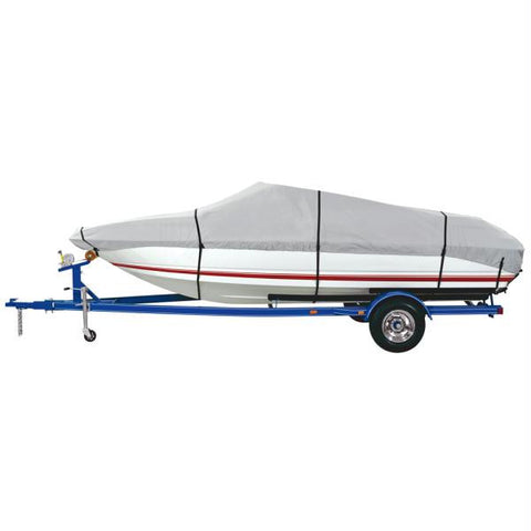 Dallas Manufacturing Co. 600 Denier Grey Universal Boat Cover - Model C - Fits 16'-18.5' - Beam Width to 94&quot;