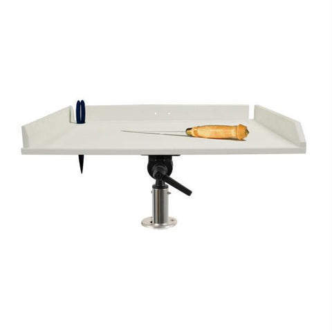 TACO 20&quot; Poly Filet Table w-Adjustable Gunnel Mount - White