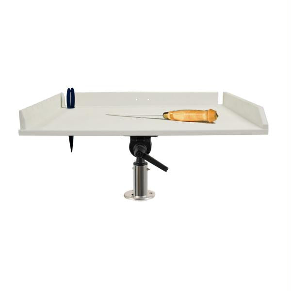 TACO 32&quot; Poly Filet Table w-Adjustable Gunnel Mount - White