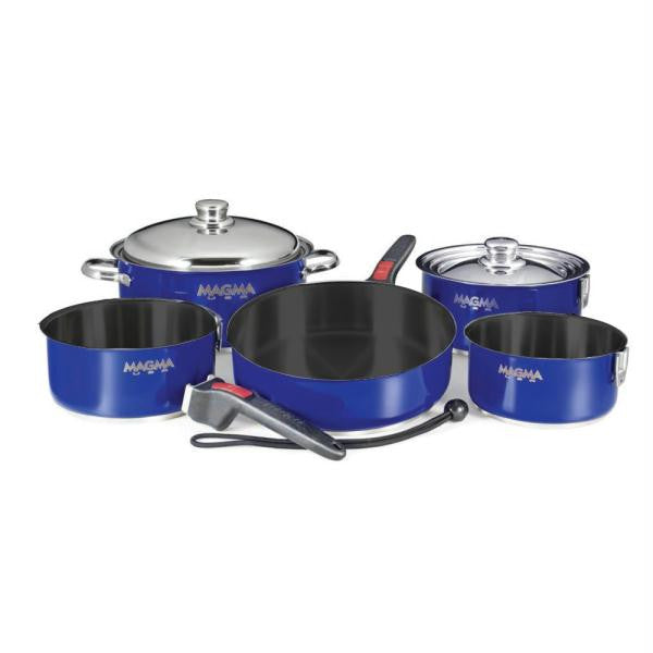 Magma Nestable 10 Piece Teflon Stainless Steel Cookware - Cobalt Blue