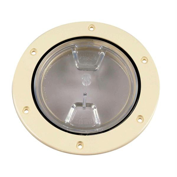 Beckson 4&quot; Clear Center Screw-Out Deck Plate - Beige