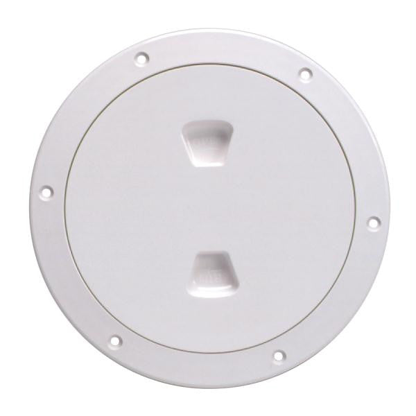 Beckson 6&quot; Smooth Center Screw-Out Deck Plate - White