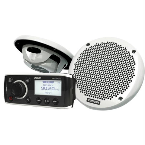FUSION MS-RA50KTS Bundle w-MS-RA50 Receiver & MS-EL602 Speakers - (Pair) White